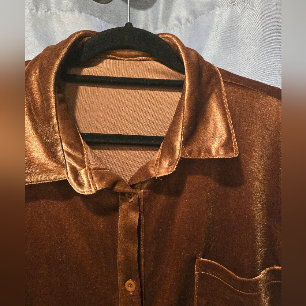 Copper Velvet Button-Down Shirt - Picture 6 of 6